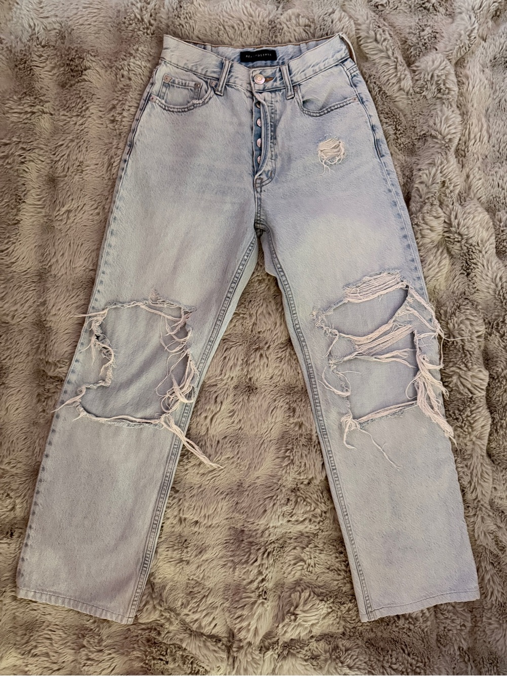 Aeropostale Light Blue Distressed Straight Leg Jeans